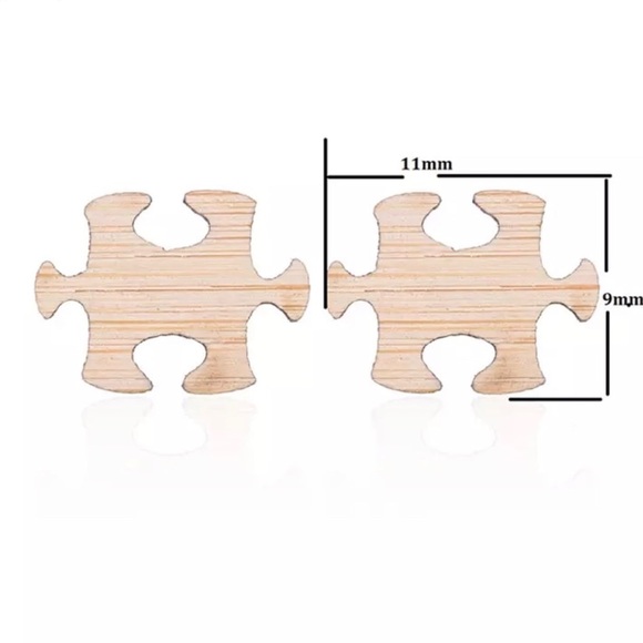 Silver Puzzle Piece Earrings - Picture 3 of 3